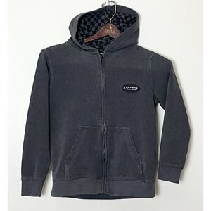 Vans Hoodie Boys Small Gray Waffle Knit Skateboarding Outdoor Gym School